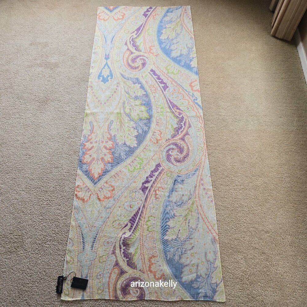 NWT Brooks Brothers Linen & Silk Oblong Scarf Lightweight Pastel